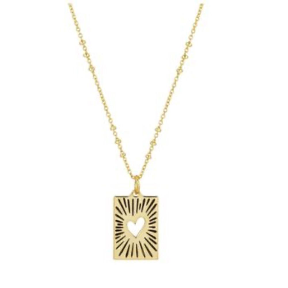Unwritten Gold Flash-Plated Talisman Heart Pendant Necklace, 16"+2" Extender